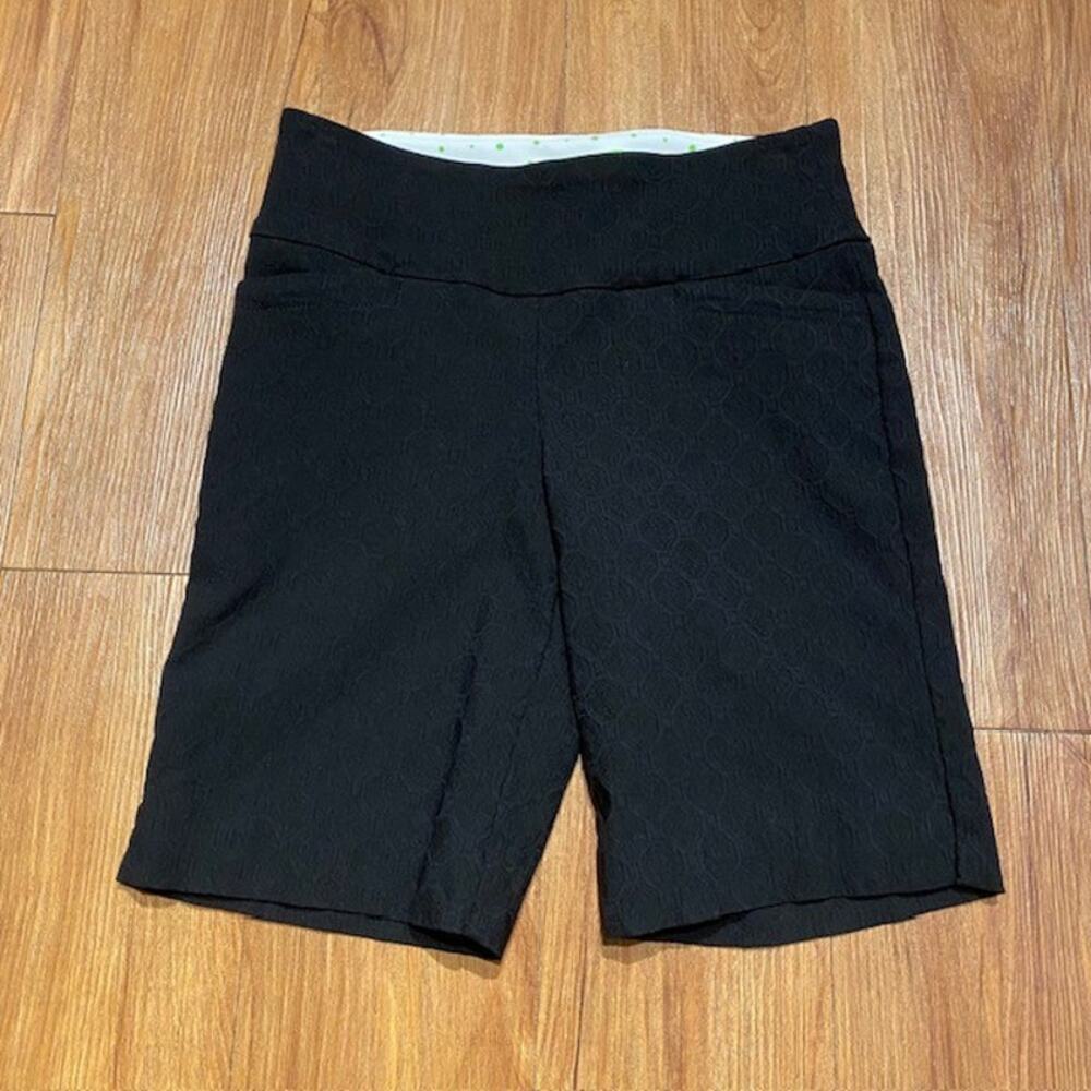 Swing Control Bermuda Shorts Woven Basic Waistband Black Stretch Golf‎ Women's 4